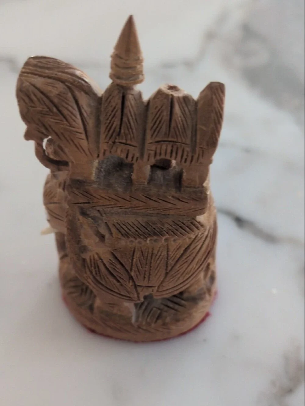 Hand-Carved Wooden Elephant Accent - Brown